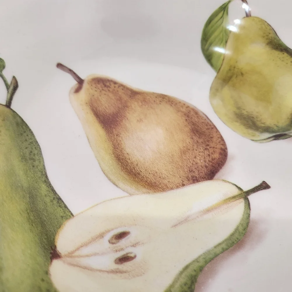 Ceramica Cuore large white pasta‎ bowl with hand painted pears